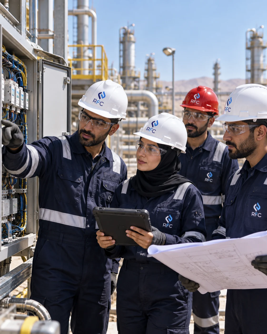 RFC engineers inspecting industrial electrical systems